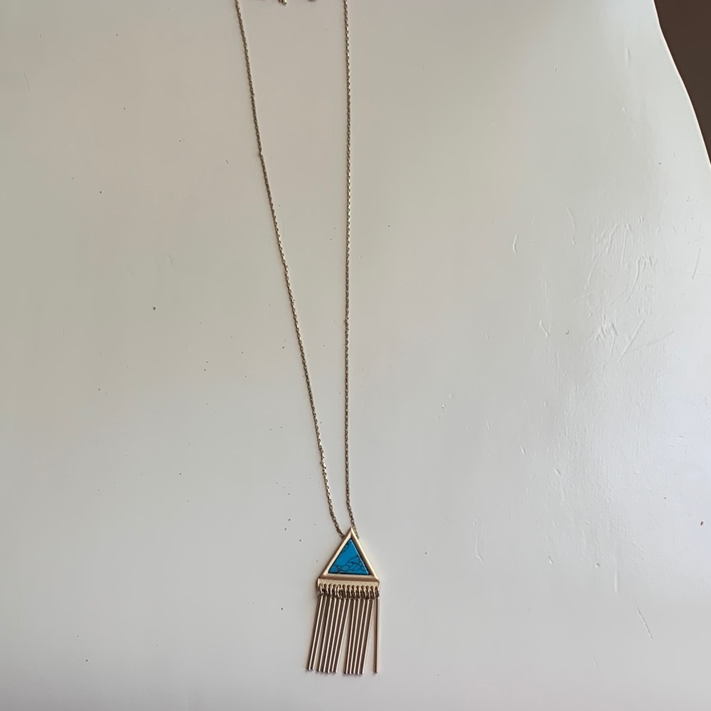 LOFT Gold Necklace with Blue Triangle Pendant